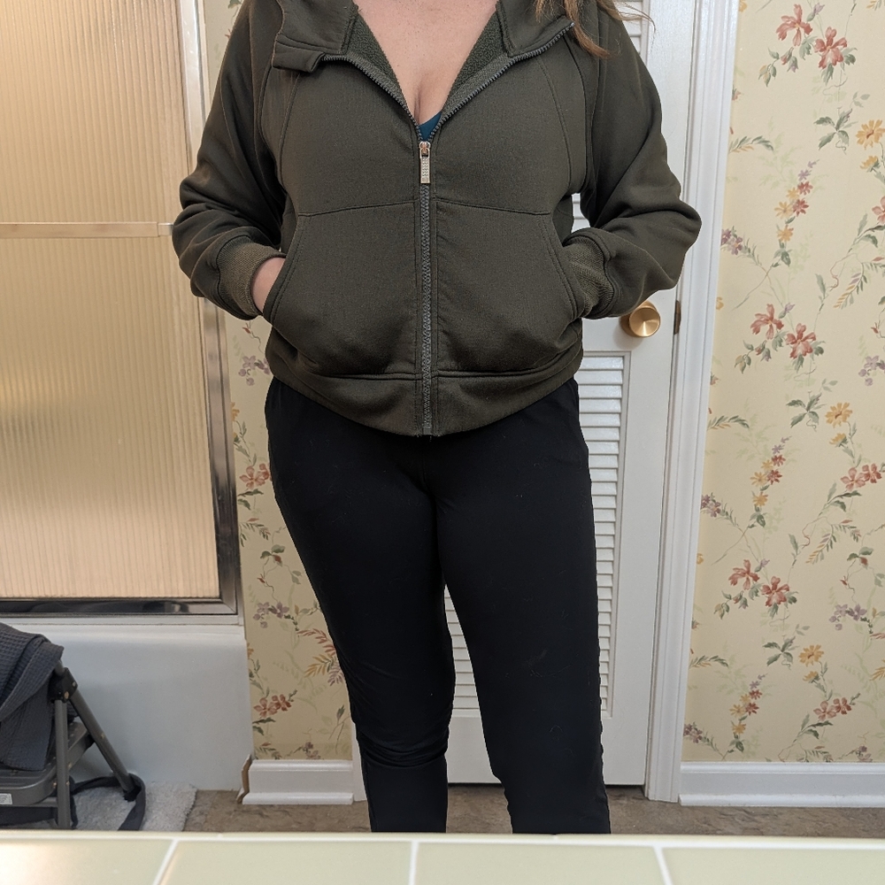 Scuba Style Full Zip Dark Green Hoodie